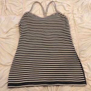 Lululemon power y tank. Black/white stripe. Size 6